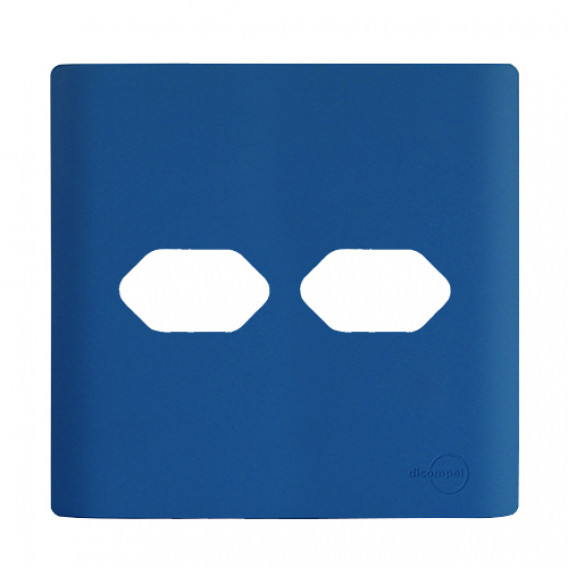 Placa 4x4 2 Tomadas Horizontais - Novara Azul Fosco